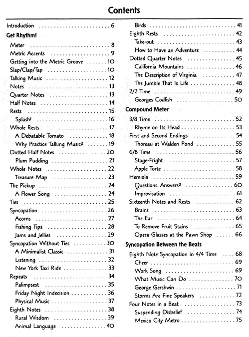 You've Got Rhythm Table of Contents